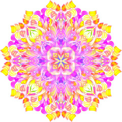 Oriental motifs, bright multi-colored ornament on a dark, black background, modern, ethnic pattern, India, mandala, richly decorated, gold, luxury