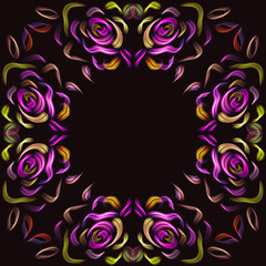 Bright colorful border on a dark background, multicolor picture, place for text, template for printing, holiday decoration, decor element, modern art, abstract frame