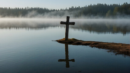 cross on the lake