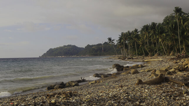View of the waves on the beach in Majene Indonesia