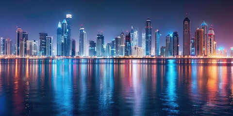 Fototapeta premium Cityscape at Night, Bokeh Texture Background, Blurry Street Banner, City Light Nightlife Mockup