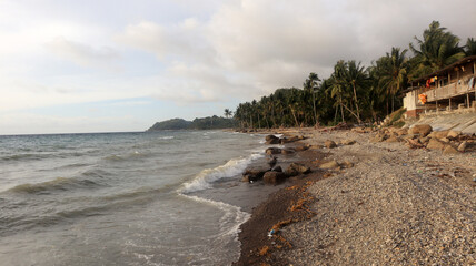 View of the waves on the beach in Majene Indonesia