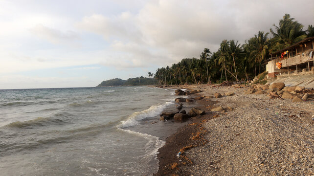 View of the waves on the beach in Majene Indonesia