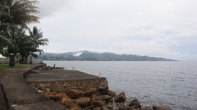 View of the waves on the beach in Majene Indonesia