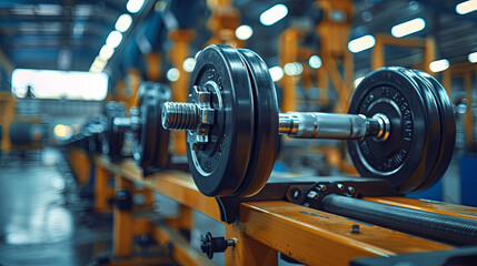 Fototapeta premium Production of dumbbells at the modern factory