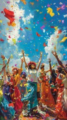 Colorful illustration of fish swimming in a blue pool