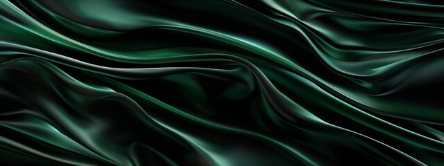 Fototapeta premium green background with dark lines and waves, dark green background with abstract design, dark emerald, fluid organic shapes.