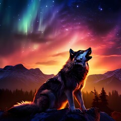 wolf howling at night