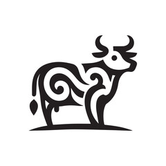 minimalist cow logo on a white background