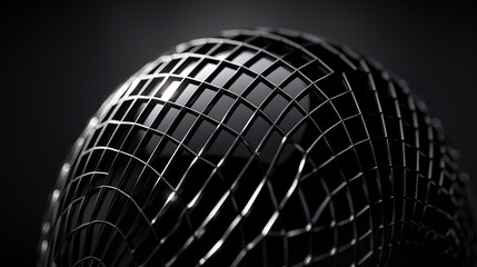 black hexagonal tessellated 3d mesh sphere object background,