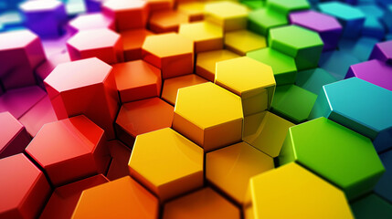 colorful hexagonal tessellated 3d mesh sphere object background,