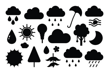 vector set of weather doodle elements, for design purposes design