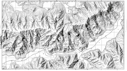 Topographic map patterns, topography line map.