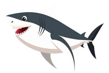 Fototapeta premium Shark vector illustration isolated on white background. Shark flat icon.
