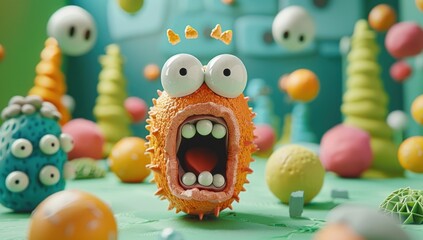 Obraz premium Craft a comedic scene where customer rating icons participate in a hilarious game of truth or dare, their exaggerated reactions adding humor against a dynamic green surface.