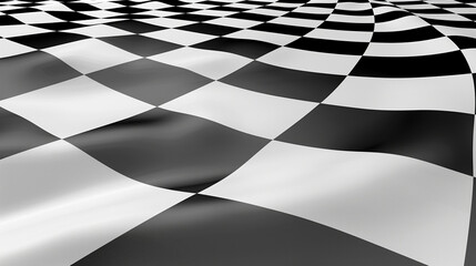 Trippy checkerboard, Waving racing finish flag black an white