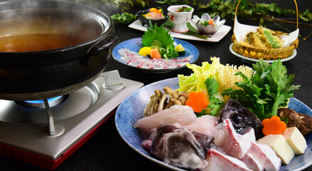 高級魚の鍋料理コース　クエ鍋