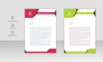 Letterhead template in Abstract style design, Modern corporate business letterhead design, Business style letterhead template design with green and redcolor