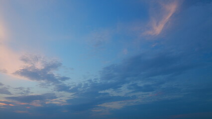 Dramatic white and gray cloud. Light puppy fluffy cirrocumulus cloudscape in tropical summer or...