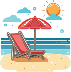A sunbed on the beach with an umbrella for a comfortable rest