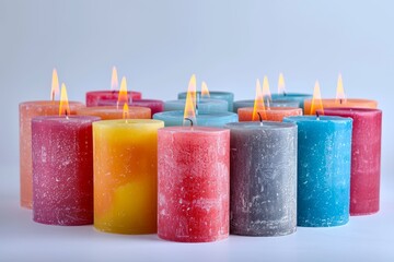 Handcrafted artisanal candles photo on white isolated background