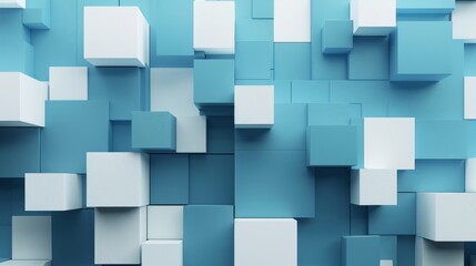 Abstract background with blue and white blocks, modern technology concept, futuristic design. Abstract geometric shape in 3D rendering.