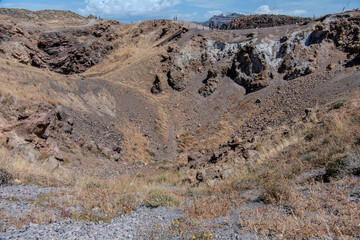 Santorini, Greece, May 4, 2024. View of the volcano on the island of Nea Kameni