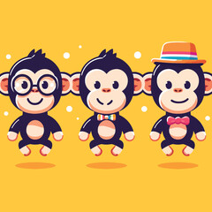 cheerful chimpanzee character cartoon
