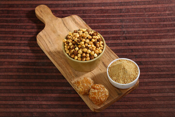 Indian Gur or Jaggery and Chana With Brown Sugar