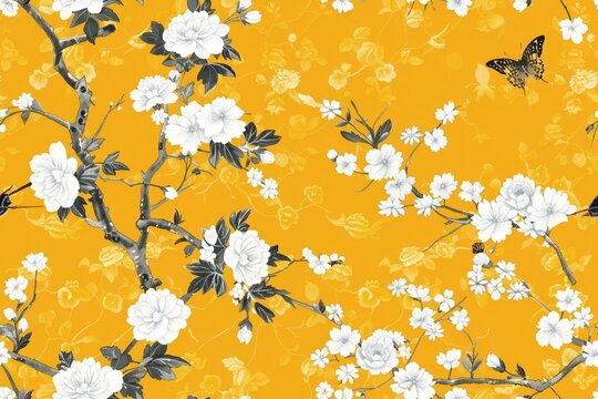 Seamless pattern with gold and white