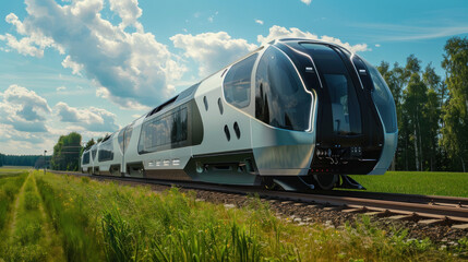Hydrogen-powered train runs on clean energy, producing only water vapor as a byproduct.
