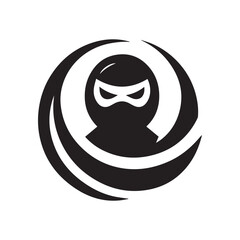 minimalist ninja logo on a white background