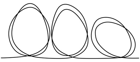 One Line drawing of Easter eggs. Greeting banner design in simple linear style. Editable stroke. Doodle vector illustration