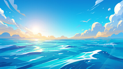 Wave illustration, summer summer travel wave element concept background