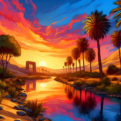 Oasis Collage: A Tapestry of Desert Life