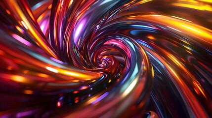 Mesmerizing Vibrant Metallic Swirl in Abstract 3D Art