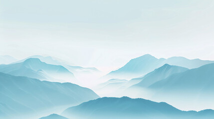 Fototapeta premium Ink style landscape painting in blue tones, ink style landscape painting concept illustration