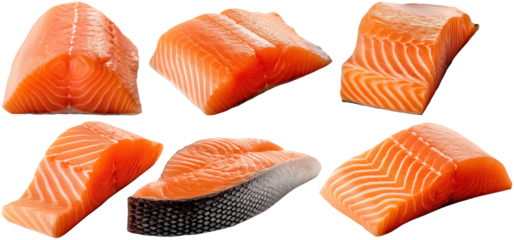 set of fresh salmon fillets, cut out