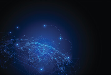 Global network connection. World map point and line composition concept of global business. Vector Illustration