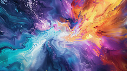 Obraz premium Swirls of vibrant hues explode across a pristine canvas, creating an ethereal spectacle.