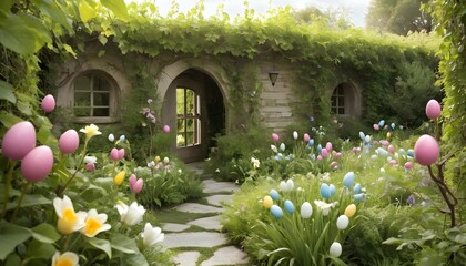 Craft an easter egg hunt in a secret garden with upscaled 12