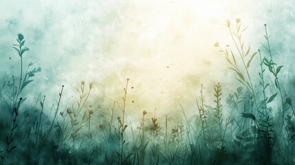 Watercolor style wallpaper A gentle breeze ripples through the grass, carrying with it the scent of wildflowers and earth.
