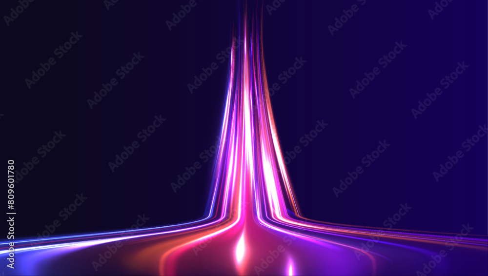 Aufkleber acceleration speed motion on night road. vector glitter light fire flare trace. abstract image of sp