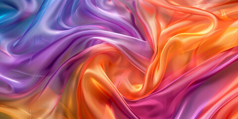 Obraz premium Vibrant Multicolour Silk Fabric in Dynamic Flow