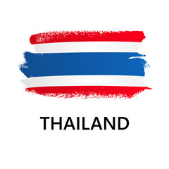 National symbols - flag of Thailand isolated on white background. Hand-drawn illustration. Flat style. 
