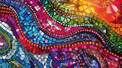 Vibrant mosaic design for fabric ceramics and creative projects