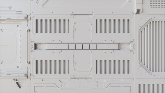 Futuristic 3D Render. Hi-Tech Background with White, Science Fiction Panels.
