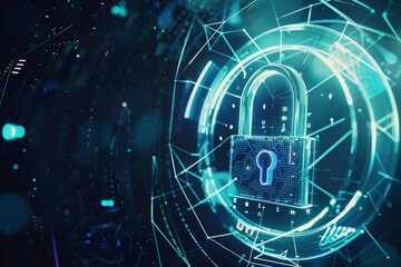 Cyber security background with digital padlock. technology lock internet protection