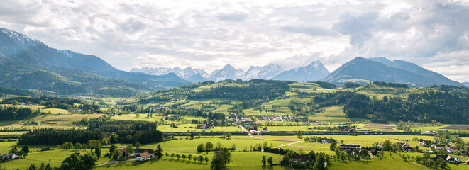 aerial view of the tote gebirge and upper austria