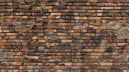 Detailed texture of a vintage multicolored brick wall